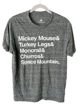 Disney Parks Shirt Size Medium Mickey Mouse Turkey Legs Spellout Graphic Tee